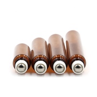 Bouteille cosmétique à rouleau d'huile essentielle en verre de 1ml 2ml 3ml 5ml 10ml Déodorant vide Bouteille à rouleau en verre ambré de 10ml avec couvercle en or