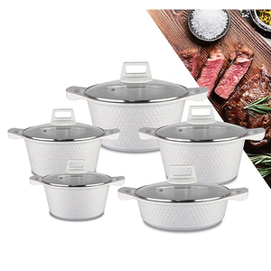 Set di pentole da 10 pezzi Set di pentole per zuppa in metallo moderno Stock Pot <span class=keywords><strong>20</strong></span> <span class=keywords><strong>Cm</strong></span> in alluminio di alta qualità con vetro pressato in alluminio - Product Image 5