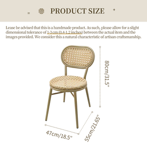 Chaise de salle à manger empilable de style bistrot français moderne, chaise rétro avec dossier en rotin PE tressé et structure métallique pour restaurant, café, extérieur - Product Image 6