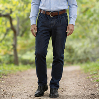 Jean pour homme adaptatif avec fermetures éclair latérales de la taille à la cheville, pantalon en denim noir délavé, cinq poches, avec ceinture extensible et braguette