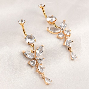 Evorte mới nóng sang trọng Zircon bụng nút nhẫn thép phẫu thuật bụng xuyên bướm rốn Nhẫn bán buôn đồ trang sức cơ thể - Product Image 4