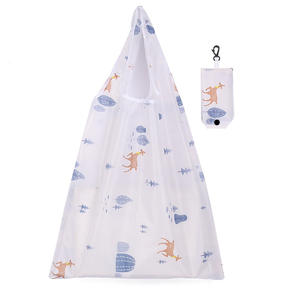 Bolsa de mano plegable de alta resistencia <span class=keywords><strong>con</strong></span> logotipo personalizado de dibujos animados, grande, reutilizable, 190T, poliéster, serigrafía, bolsa de compras de comestibles - Product Image 6