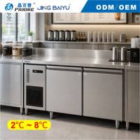 Comptoir de bar réfrigéré à double porte en acier inoxydable, réfrigérateur pour salon de thé, plan de travail, équipement de réfrigération pour bar de KTV et boîte de nuit