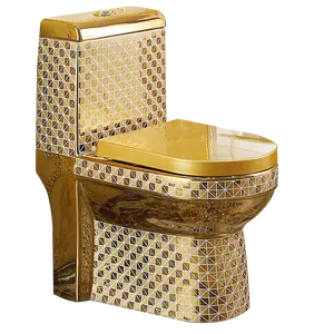 Royal bathroom sanitary wares ceramic washdown flush two pieces gold color toilet for Villa