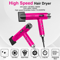 Sèche-cheveux haute vitesse à faible bruit 75 dB, moteur BLDC sans balais 110 000 tr/min, ions négatifs, professionnel pour salon, vente en gros
