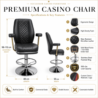 Fauteuil de casino de luxe SUCCESSOR, qualité commerciale, pivotant et réglable, en cuir, pour machines à sous et salles de jeux