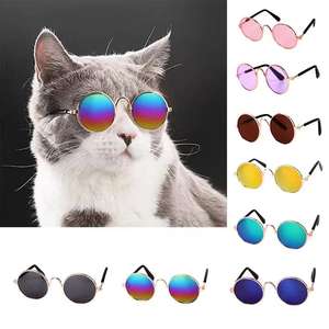 Lunettes pour animaux de compagnie, pour chats et chiens, monture en métal, protection UV380, couleur or, accessoire de mode pour l'extérieur - Product Image 3