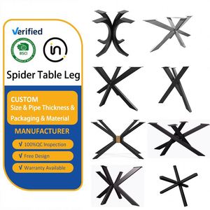WEKIS Black Powder Coated Steel Industrial Spider <b>Table</b> Legs DIY Assembly Dining <b>Table</b> Furniture Legs - Product Image 1