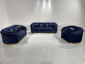 Wholesale Big Size <b>Sofa</b> Set Velvet High-Density Foam <b>Cream</b> Style Couch with Wooden Frame and Gold Decorations - Product Image 5