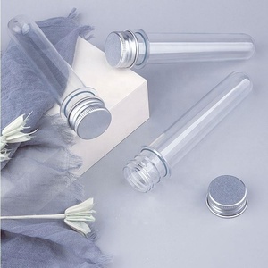 High Quality USB Data Cables Storage Container Food Grade clear <b>Plastic</b> Candy Jars PET Test <b>Tubes</b> With Silver Aluminum Lid - Product Image 2