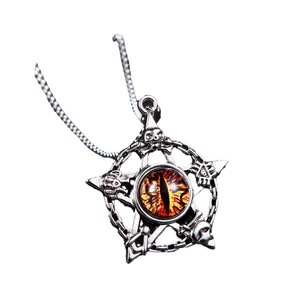 Collier Oeil <span class=keywords><strong>du</strong></span> <span class=keywords><strong>Diable</strong></span> <span class=keywords><strong>Pentagramme</strong></span> Au Ciel Hommes Maléfiques Titane Acier Glow-In-The-Dark Eyes Alternative Hip Hop - Product Image 1