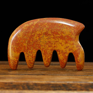 Menghaluskan perawatan kesehatan kecantikan sisir pijat batu Bian merah alami pemijat kepala alat pijat kulit kepala sisir Gua Sha rambut - Product Image 3