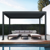 Pérgola de Aluminio Resistente a la Oxidación Anyhoo de Instalación Rápida para Área de Descanso Junto a la Piscina, Sistema de Persianas Ajustables Impermeables, Kit de Gazebo Cuadrado