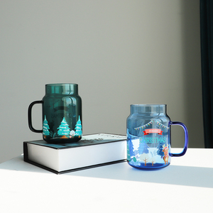 Xmas Borosilicate Glass Drink Bottle Drinking Glass Coffee Cup Water <strong>Mason</strong> <strong>Jars</strong> with Christmas Stickers - Product Image 3