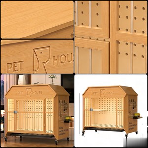 Diseño transfronterizo, suministro directo de fábrica de jaulas para perros estilo casa de madera con almacenamiento en tablero perforado, adecuadas para perros pequeños y - Product Image 5