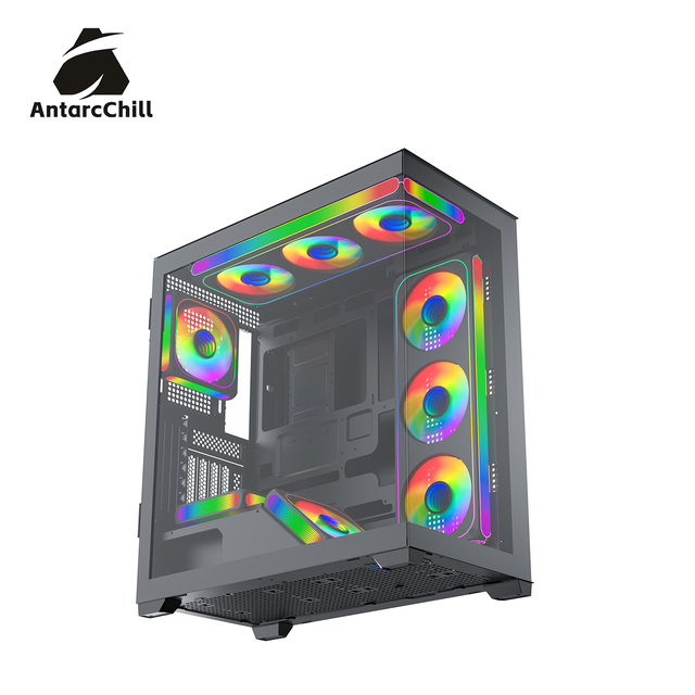 AntarcChill Black Full Tower Dual Compartment PC Case Support E-ATX ATX MATX ITX 360 Radiator USB 3.0