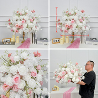 DKB Promotion Exceptionnelle : Grandes Arrangements Floraux de Roses (60 cm, 70 cm) – Centres de Table de Mariage, Boules de Fleurs Blanches et Roses
