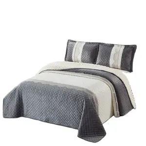 Patchwork Colcha Coberturas 3 pcs acolchoado Bed Cover Super macio Cozycomforter define cama de luxo
