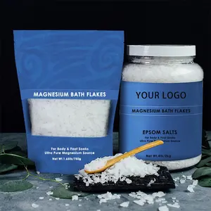 Copos de baño de magnesio puro más nuevos Relax Muscle Organic SPA Bulk Foot Epsom Bath Salt OEM/ODM Etiqueta privada