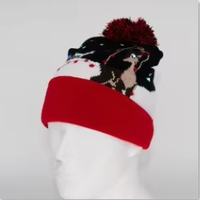 Gorro de Invierno con Pompones Temáticos Navideños, Gorro Festivo de Punto Jacquard para Regalos Navideños y Fiestas