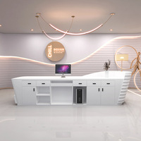 Comptoir de réception en bois moderne, durable et personnalisable, nouveau design, pour bureau, hôpital, école, hôtel, spa, salon de beauté