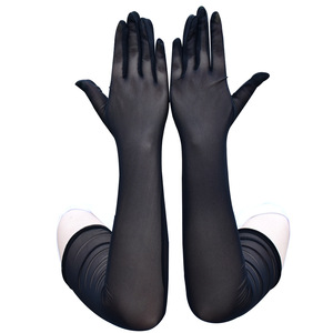 MIO 55cm Gants Super Longs Femme en <span class=keywords><strong>Tulle</strong></span> Élégants Sexy Noirs Gauze Extensibles pour Fête Mariage Bal Protection Solaire - Product Image 4