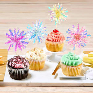 Décorations de gâteaux en feu d'artifice en aluminium, toppers scintillants en guirlande, décorations de boissons en guirlande, pics à cocktail pour fournitures de fête de mariage - Product Image 2