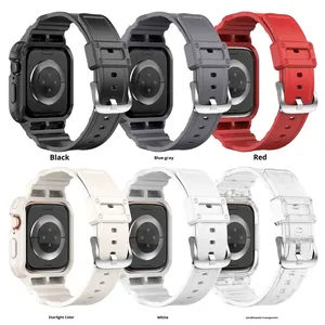 สายนาฬิกา TPU ดีไซน์ใหม่ ป้องกันการตก สำหรับ Apple Watch สายสีพื้นพร้อมเคส ขนาด 42 มม. และ 46 มม. รุ่น S10 S11 - Product Image 4