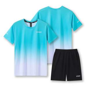 Быстросохнущие, дышащие, легкие, с индивидуальным градиентным цветом, высококачественные, разноцветные унисекс-комплекты для бега и активного отдыха на природе - Product Image 1