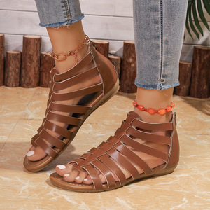 Retro Hollow Roman Platform Outdoor for Women 2025 Summer Wedge <b>Heel</b> <b>Round</b> Open <b>Toe</b> Comfortable Fashion Trend Sandals - Product Image 6