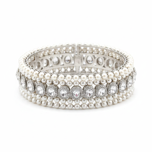 Juego de Pulseras de Plata con Cristales y Perlas de Jewelemarket, Elegantes Brazaletes de Perlas de 2.6g - Product Image 2