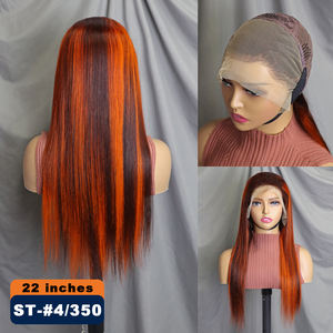 Pelucas de Cabello Humano 200% Natural de 14-30 Pulgadas # Pelucas de Cabello Liso con Frente de Encaje Transparente 13x4, Modelo P4/350 Ginger Bone Straight - Product Image 2