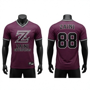 Camiseta de Fútbol de Poliéster Absorbente de Humedad de 180 GSM, Color Granate, Negro y Blanco, Logotipo Personalizado Premium, Sublimación, Ropa Deportiva de Equipo - Product Image 1