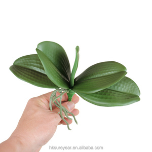Simulation artificielle de feuilles d'orchidée papillon, grandes feuilles d'orchidée en branche, arrangement floral en plastique avec herbe, plante verte - Product Image 3