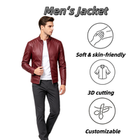 Veste zippée pour homme en PU à col montant avec poches latérales zippées, style urbain, décontractée, pour les voyages, coupe classique, vêtement d'extérieur