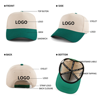 Gorra de Béisbol de Algodón de 5 Paneles de Alta Calidad con Logotipo Bordado en 3D Personalizado, Gorra de Béisbol de Dos Tonos con Cierre a Presión para Hombre