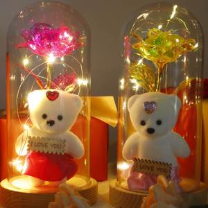 Regalo Romántico para el Día de San Valentín 2025, Lámpara de Noche con Cubierta de Vidrio, Muñeca Decorativa Elegante para Mesa, Artesanía en Vidrio - Product Image 5