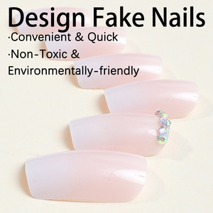 Quadratische französische Art Voll abdeckung Gefälschte Nägel Kunststoff material Einfach Abnehmbare Fingernägel stücke auftragen Grenz überschreiten der Großhandel - Product Image 3