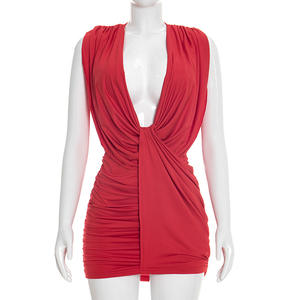 Viviblook J26DS034 Nouvelle robe d'été pour femmes, nouvelle robe sexy moulante plissée, couleur unie, sans bretelles, mini robe décontractée pour femmes - Product Image 4