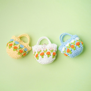 Étui pour écouteurs en laine tricotée à la main, motif tulipe, protection universelle pour écouteurs, bleu, blanc, jaune - Product Image 4