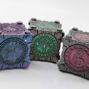 멋진 3D 그라디언트 회전 큐브 다면체 D6 스피너 탁상 스트레스 해소 선물 상자가있는 금속 RPG 주사위. - Product Image 4