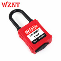 NT-A38PD Cadenas de sécurité à clé 38 mm en ABS, couleur OEM, anti-poussière, certifié CE, avec anse en plastique non conductrice et alliage de zinc