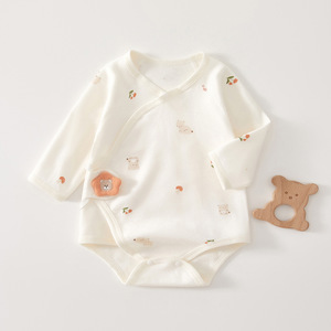 Combinaison bébé à manches longues en coton pur unisexe, printemps automne hiver, sous-vêtement avec imprimé ours - Product Image 1