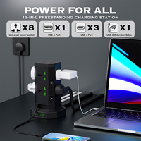 Multiprise universelle à 8 prises avec 4 ports USB-C et 1 port USB-A, cordon rétractable, double interrupteur indépendant, OEM ODM
