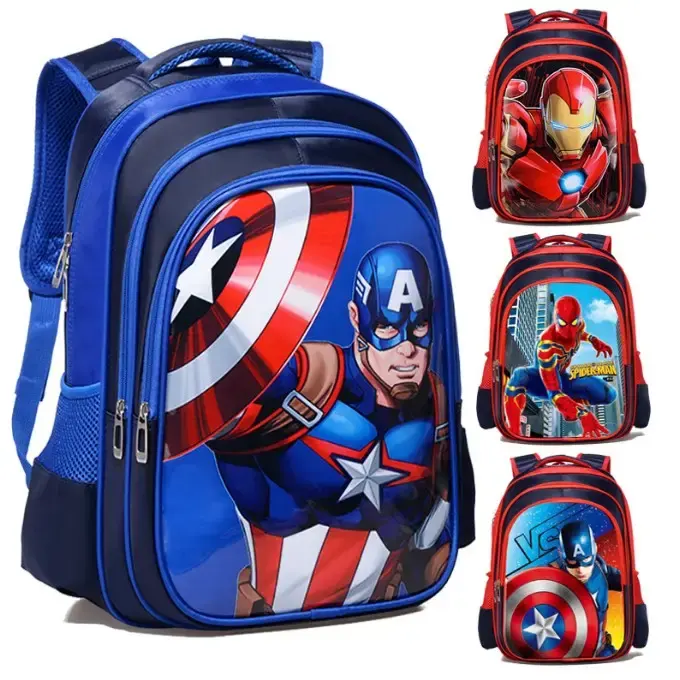 Child Civil War Boys School Bag Waterproof Cartoon Wheeled Scooter Backpack Silicone Backpacks and Lunch Bags