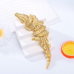 Xiliangfeizi trâm cài cá sấu cổ điển xuyên biên giới, trâm cài cá sấu động vật hợp kim có thể di chuyển, phụ kiện quần áo nam - Product Image 6