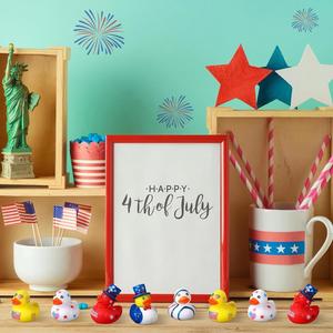 2 Inch Patriotic Bulk Independence Day Float Ducks Small Shower Star Rubber Ducky Christmas Party - Product Image 4