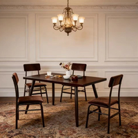 Vente flash : Ensemble de table à manger moderne en métal et bois, 5 pièces, avec 4 chaises, table à manger gain de place