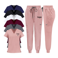 Ensemble de blouses médicales personnalisées avec logo, haut à col en V et pantalon de jogging, uniforme d'hôpital pour infirmière, médecin, vêtements de travail professionnels de haute qualité