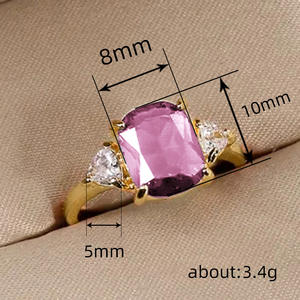 Anillo de Esmeralda H247, Oro Sólido de 18K, Engaste de Puntas, Anillo de Compromiso para Mujer, Gema de Corte Triangular, Diamante - Product Image 6